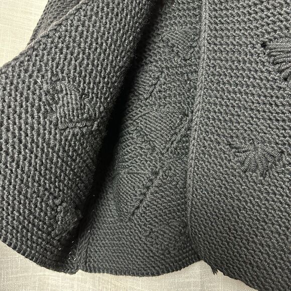 Blue Les Copains Womens Chunky Knit Cardigan Sweater Size XL Black Boho Textured - Picture 6 of 10